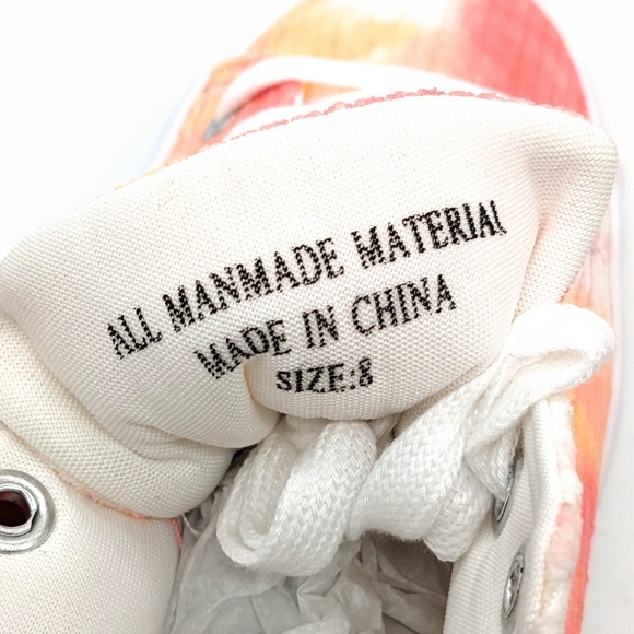 Restricted Velma Corduroy Tie Dye Platform Sneakers White Pink Orange Size 8 - Picture 9 of 9